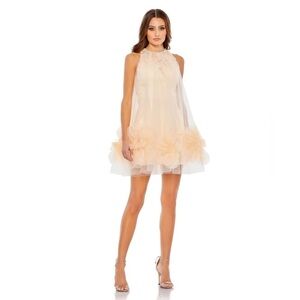 Mac Duggal 11294 NWT HALTER NECK FLOWY PETAL A LINE MINI DRESS